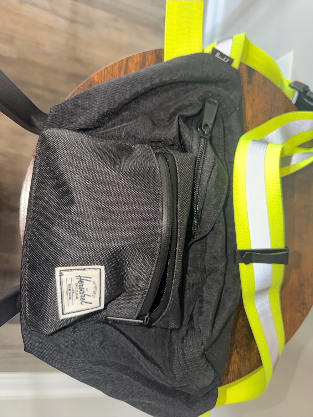 Herschel Supply Company Unisex Black Waist Bag with Neon Yellow Strap